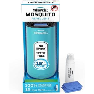 imageThermacell Patio Shield Mosquito Repeller 2Pack Bundle Includes 24Hour Refill ampamp 6 Repellent Mats Highly Effective Mosquito Repellent for Patio Bug Spray AlternativeGlacial Blue