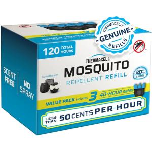 imageThermacell Rechargeable Mosquito Repeller Refills Advanced Repellent Formula Provides 20 Foot Protection Zone Compatible with Thermacell ESeries ampamp Radius Only No DEET Spray or Flame120 Hours